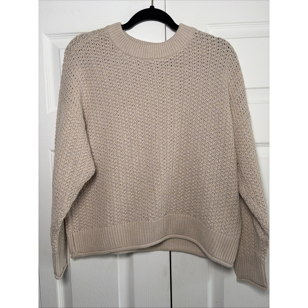 Universal Thread Shaker Stitch Sweater Womens L Beige Cotton Blend Pullover L